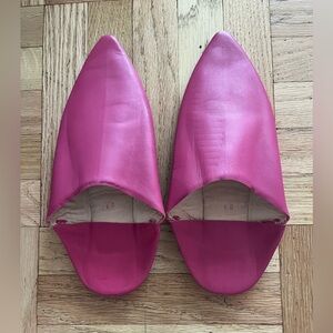 Bright Pink Moroccan Leather Slippers